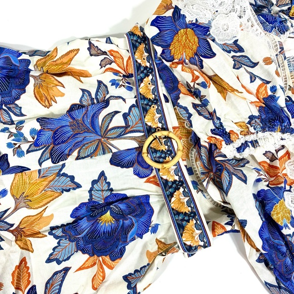 Farm Rio Lace Trim Romper Off-White Summer Flowers Small Medium Large NWT - Picture 13 of 17